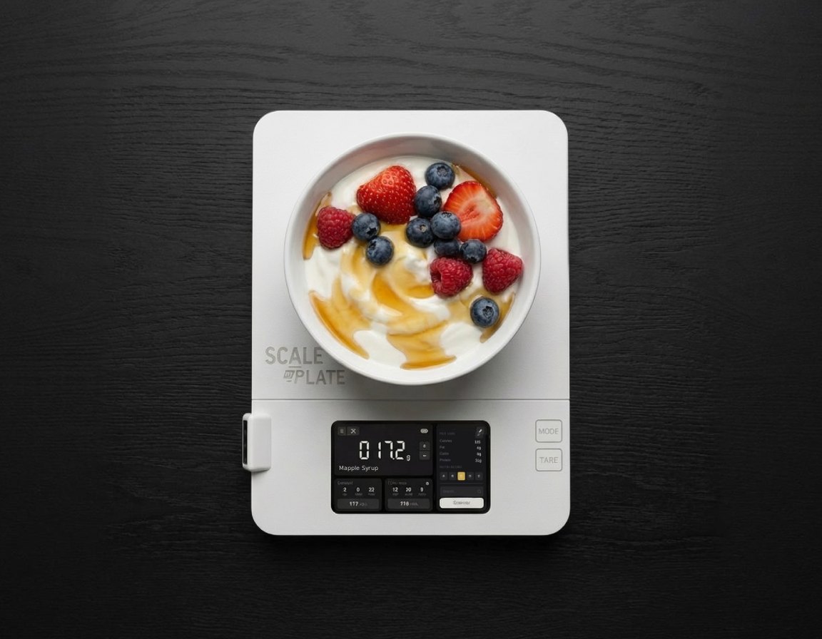 ScaleMyPlate touchscreen showing live macro updates