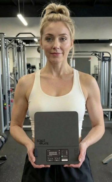Woman Holding Scale Plate Gym